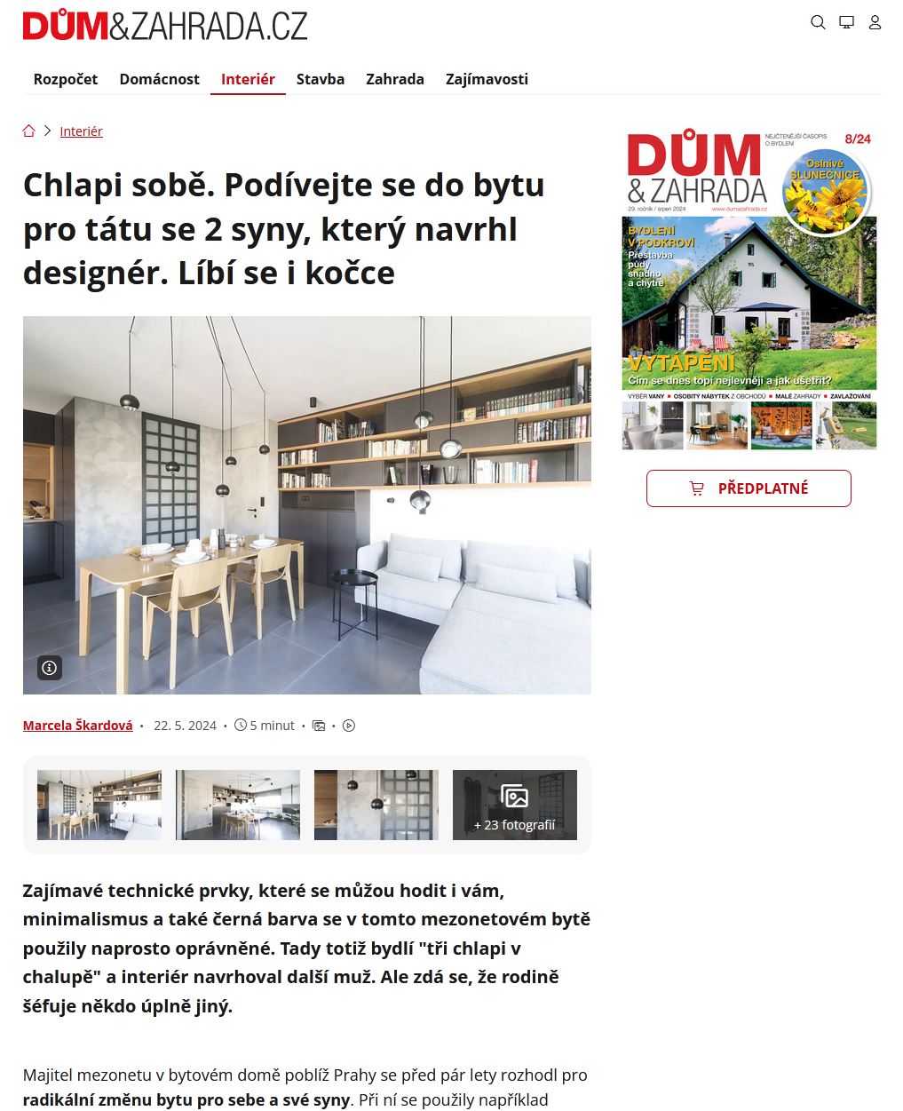 Beligi design_článek Mezonet Dolní Břežany_Dům a Zahrada.cz