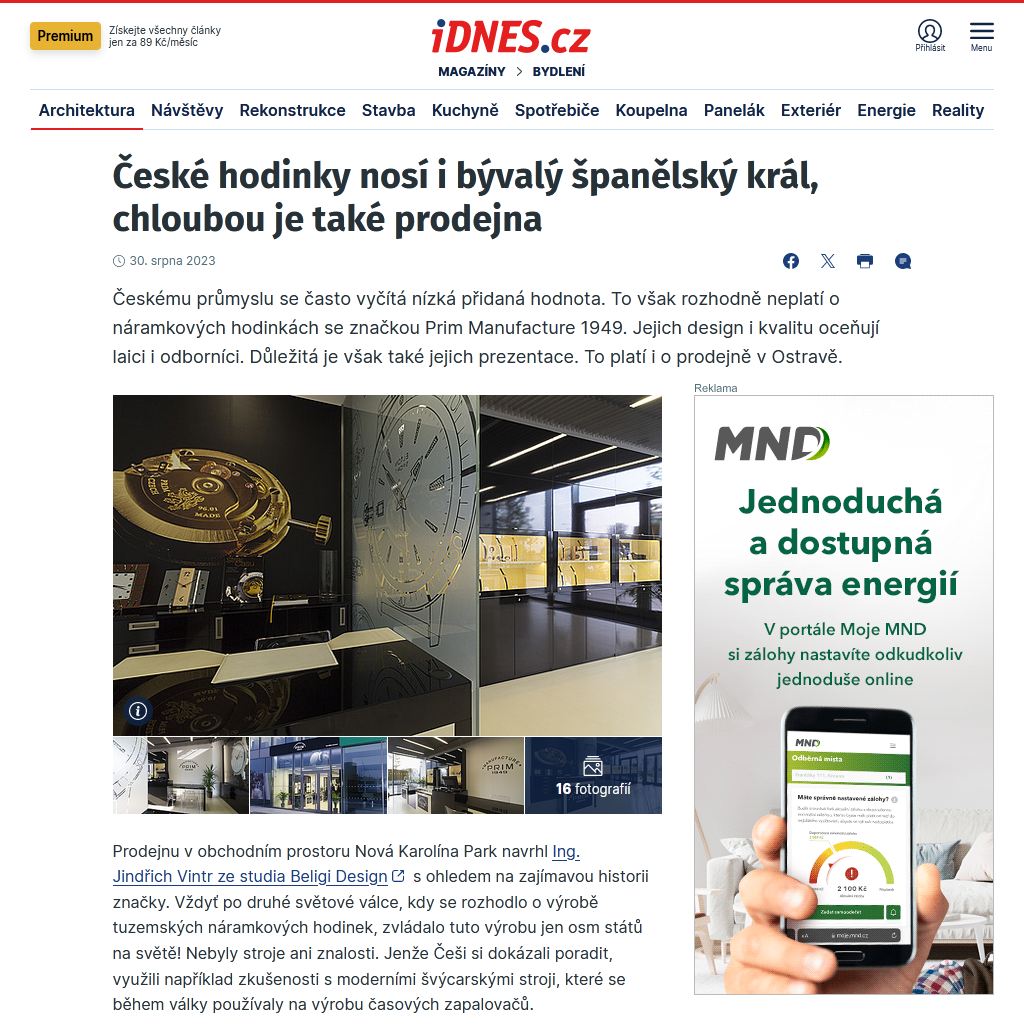 Beligi design_článek Prim Ostrava_iDnes.cz