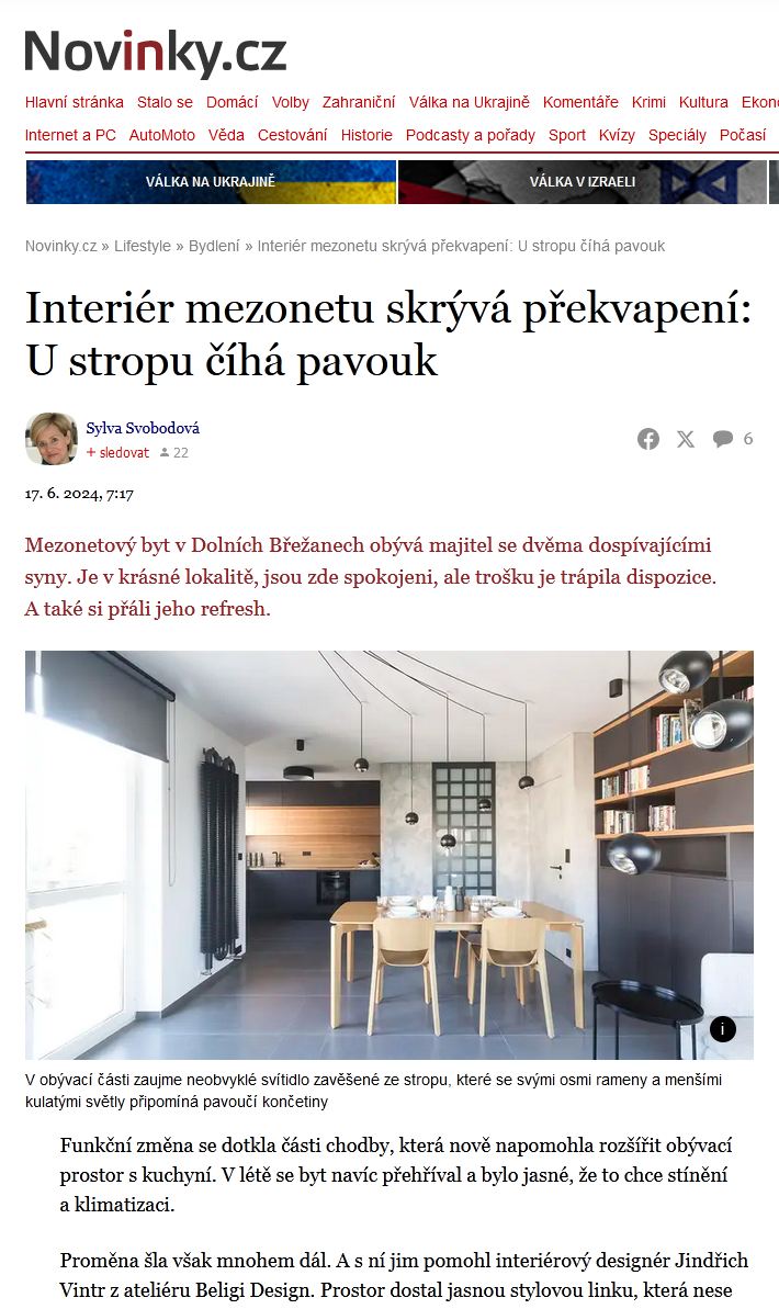Beligi design_článek Mezonet Dolní Břežany_Novinky.cz